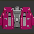 Pink Symmetrical Mechanical Device Featuring Silver Central Structure And Reflective Base