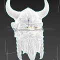 Viking Style Decorative Ornament Set Featuring Horned Helmet Head Sculpture With Braided Beard