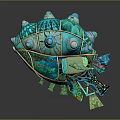 Turquoise Artistic Decorative Object With Bulbous Design Intricate Texture And Colorful Details