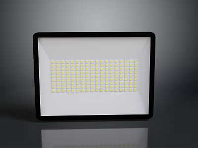Modern Lighting Combination With Square LED Fixture Black Frame Yellow Bulbs And Reflective Base 3d model