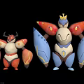 Cartoon Style Game and Movie Characters Red Blue Humanoid Figures with Crown and Wings