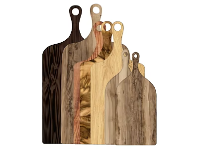 Wooden Cutting Boards In Various Natural Wood Tones For Kitchen Use 3d model