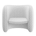 Modern Beige Accent Chair With Linen Upholstery Curved Design And Rounded Arms