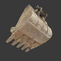 Old Excavator Bucket With Worn Metal Surface And Toothed Bottom Structure 3d model