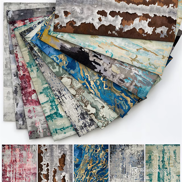 Modern Stylish Square Rugs With Colorful Patterns Various Textures And Designs 3d model