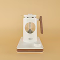 Stylish White Kitchen Coffee Maker With Wooden Handle And Modern Design