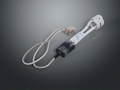 Practical Household Power Strip With Multiple Sockets White Black Design And Power Cord 3d model