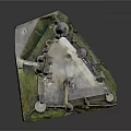 Detailed Ancient Castle Architecture Model Featuring Towers Stone Walls and Green Grass
