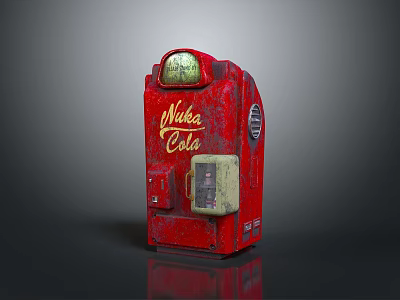 Red Nika Cola Classic Vending Machine With Reflective Surface And Rustic Design 3d model