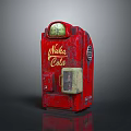 Red Nika Cola Classic Vending Machine With Reflective Surface And Rustic Design