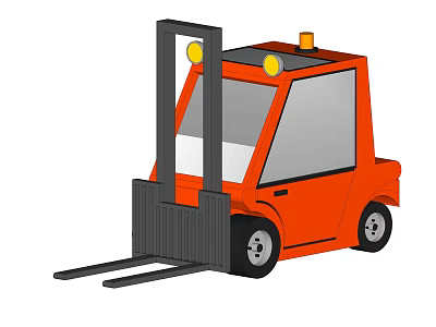 Orange Industrial Forklift Equipment with Cab Warning Lights and Forks for Material Handling 3d model