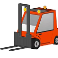 Orange Industrial Forklift Equipment with Cab Warning Lights and Forks for Material Handling