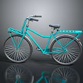 Light Blue Classic Bicycle With Black Seat Silver Wheels Front And Rear Racks