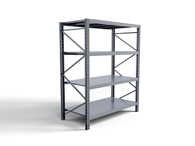Sturdy Metal Display Shelf with Four Open Shelves for Retail Storage Solution 3d model