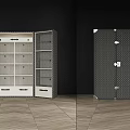 Modern Storage Cabinet With Shelves Drawers And Textured Black White Design