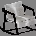 Modern Leisure Rocking Chair with Dark Frame Light Textured Fabric Cushion and Sleek Modern Design