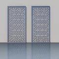 Two Modern Swing Doors With Intricate Cutout Patterns And Sleek Design 3d model