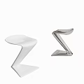 Modern Stylish Stools With White And Silver Z Shaped Sleek Design 3d model