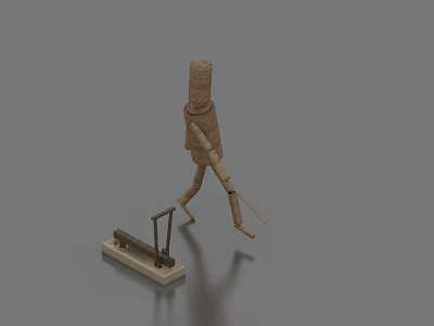 Small Wooden Swing Door Model With Simple Structure And Base Stand 3d model