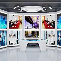 Modern Tech Exhibition Hall With Digital Displays Data Visualization And Sleek Design 3d model