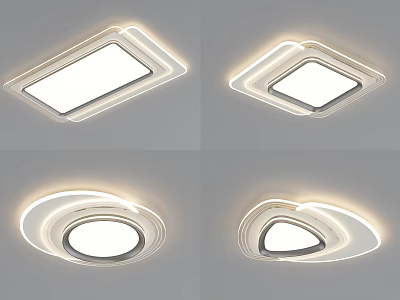 Elegant Modern LED Ceiling Light With Square Round Triangular Sleek Design 3d model
