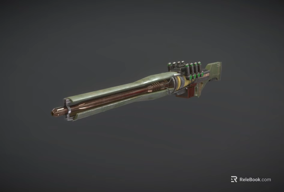 Futuristic Sci Fi Energy Rifle With Metallic Body Long Barrel And Green Accents 3d model 