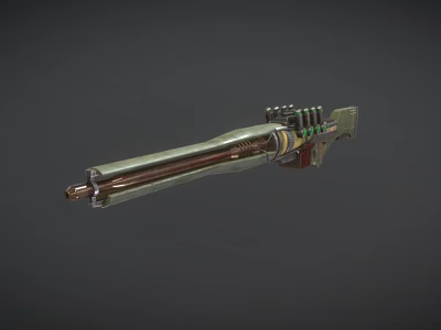 Futuristic Sci Fi Energy Rifle With Metallic Body Long Barrel And Green Accents 3d model
