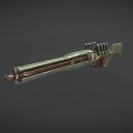Futuristic Sci Fi Energy Rifle With Metallic Body Long Barrel And Green Accents