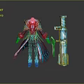 Fantasy Themed Action Figure With Blue White Icy Crystal Costume And Weapon Accessory