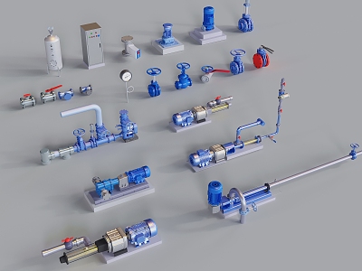modern industrial equipment machinery fittings valve pipe water pump 3d model