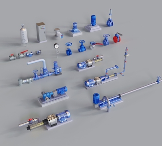 modern industrial equipment machinery fittings valve pipe water pump 3d model