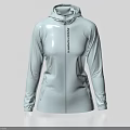 Light Blue Burton Hooded Jacket With Zipper Closure For Outdoor Activities