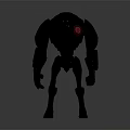 Black Mechanical Robot Character With Red Circular Emblem On Chest 3D Model Design