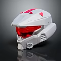 Futuristic White Sci Fi Helmet With Red Visor And Angular Accent Details 3d model