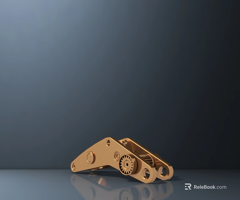 Golden Metal Mechanical Hinge For Public Facilities With Gears And Holes 3d model 