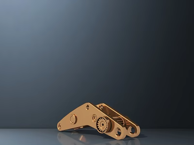 Golden Metal Mechanical Hinge For Public Facilities With Gears And Holes 3d model