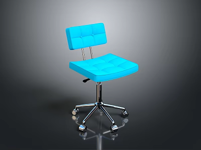 Blue Modern Office Chair With Five Wheels Metal Base And Padded Blue Seat Backrest 3d model