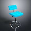 Blue Modern Office Chair With Five Wheels Metal Base And Padded Blue Seat Backrest