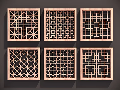 Square Hollow Pane Flower Window 21 3d model