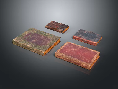 Vintage Books With Colorful Decorative Covers And Intricate Textured Designs 3d model