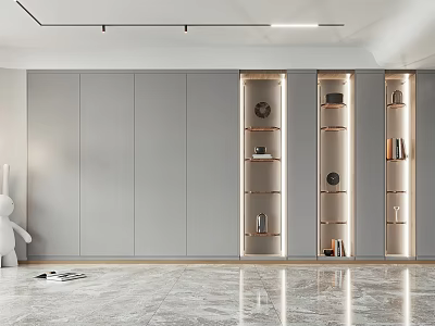Modern Decorative Cabinet with Open Shelves and Closed Doors in Minimalist Interior 3d model
