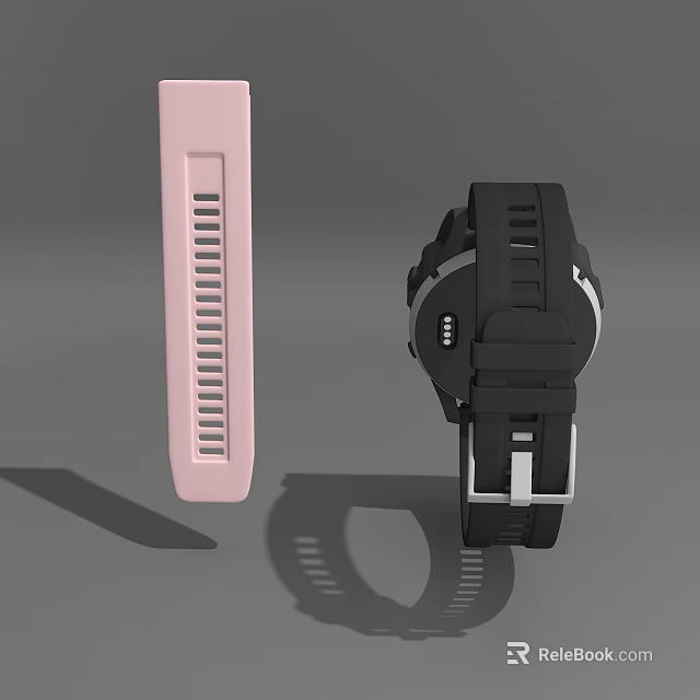 Stylish Smartwatch Accessories With Pink Strap And Black Device Buckle Design 3d model 