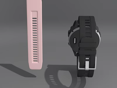 Stylish Smartwatch Accessories With Pink Strap And Black Device Buckle Design 3d model