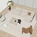 Modern Minotti Sofa Coffee Table Combination 3d model