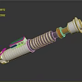 3D Rendered Mechanical Component With Silver Orange Black Coiled Spring Structure