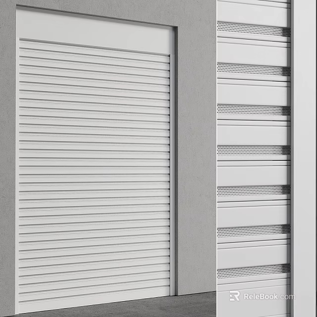 White Architectural Components Featuring Horizontal Slats And Perforated Design Elements 3d model 