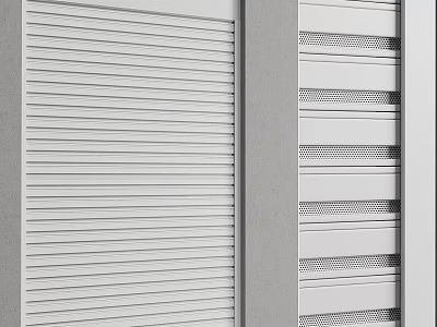 White Architectural Components Featuring Horizontal Slats And Perforated Design Elements 3d model