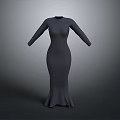 Elegant Dark Colored Long Sleeve Fitted Dress With Flared Hem Design