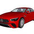 Red Mercedes-Benz AMG Coupe With Sleek Exterior Design Sporty Front Grille And Alloy Wheels