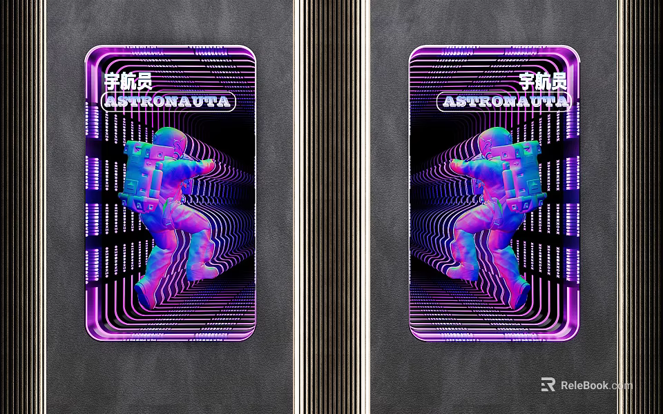 Vibrant ASTRONAUTVA Commercial Equipment With Neon Design And Astronaut Graphics 3d model 